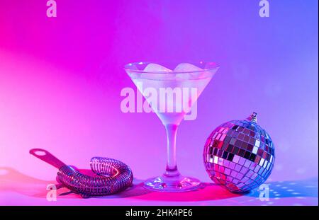 Bar tools in trendy neon light Stock Photo