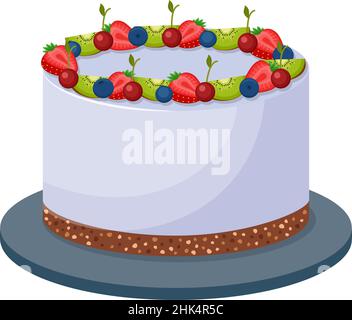 Birthday cake on white background, vector illustration Stock Vector