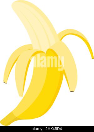 Half peeled banana on white background, vector illustration Stock Vector