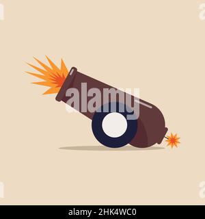 Cannon in flat style. Vector illustration. Graphic design Stock Vector