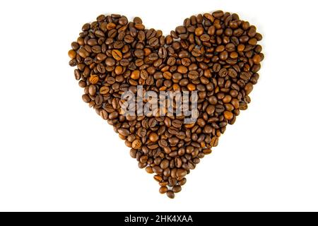 Heart shape made of roasted coffee beans Stock Photo