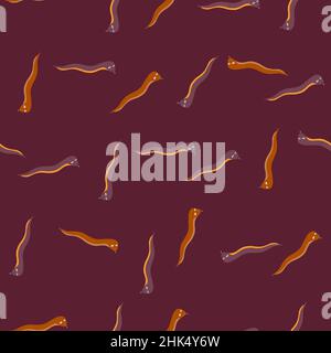 Random Worm Scrapbook seamless pattern with worms random doodle silhouettes. Blue ...