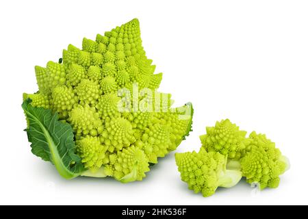 Romanesco broccoli cabbage or Roman Cauliflower isolated on white background with clipping path and full depth of field Stock Photo