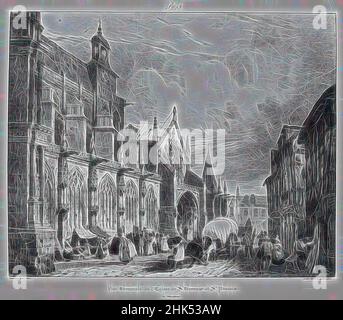 Inspired by Eglise de Saint-Gervais et Saint - Protais, a Gisoirs, Richard Parkes Bonington, British, 1801-1828, Lithograph mounted on paper, 1824, Image: 8 1/2 x 10 3/8 in., 21.6 x 26.4 cm, Reimagined by Artotop. Classic art reinvented with a modern twist. Design of warm cheerful glowing of brightness and light ray radiance. Photography inspired by surrealism and futurism, embracing dynamic energy of modern technology, movement, speed and revolutionize culture Stock Photo