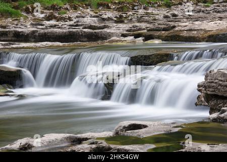 Lower Aysgarth Falls on the River Ure, near Leyburn, Wensleydale, Yorkshire Dales National Park, North Yorkshire, England, United Kingdom, Europe Stock Photo