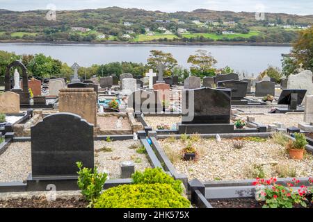 Cemetry with Atlantic view in Killybegs, County Donegal - Ireland. Stock Photo