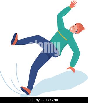 Falling man semi flat color vector character Stock Vector