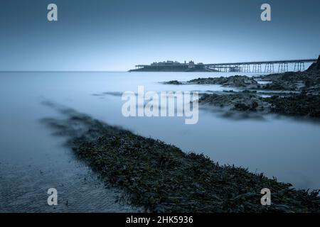 Birnbeck Pier in the Bristol Channel from Anchor Head at Weston-super-Mare, North Somerset, England. Stock Photo
