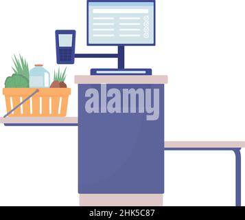 Self service terminal semi flat color vector object Stock Vector