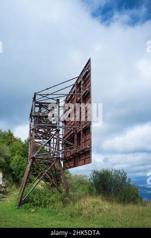 disused rusty metal equipment on top of a mountain Stock Photo