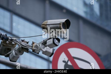Jakarta, Indonesia-August 28, 2022: CCTV on the highway, CCTV for motor vehicle violations Stock Photo