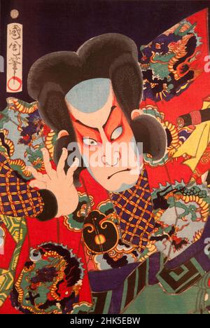 Kunichika woodblock print of a Kabuki Actor in the Ashmolean