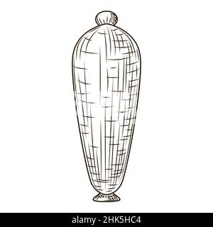 Ceramic vase engraved style isolated on white background. Vintage sketch outline close up. Vector illustration design. Stock Vector