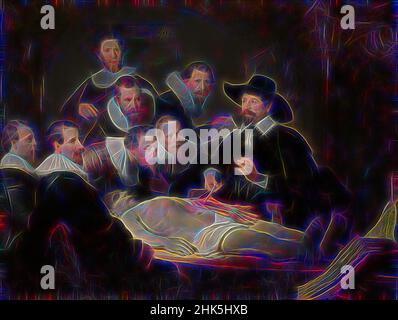 Inspired by The Anatomy Lesson of Dr Nicolaes Tulp, Rembrandt van Rijn, 1632, Reimagined by Artotop. Classic art reinvented with a modern twist. Design of warm cheerful glowing of brightness and light ray radiance. Photography inspired by surrealism and futurism, embracing dynamic energy of modern technology, movement, speed and revolutionize culture Stock Photo