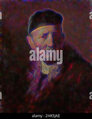 Inspired by Tronie of an old man, Rembrandt van Rijn, c. 1630 - 1631, Reimagined by Artotop. Classic art reinvented with a modern twist. Design of warm cheerful glowing of brightness and light ray radiance. Photography inspired by surrealism and futurism, embracing dynamic energy of modern technology, movement, speed and revolutionize culture Stock Photo
