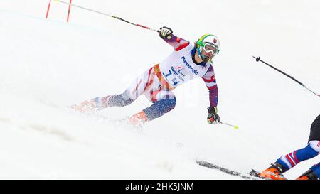 Radomir DUDAS of Slovakia follows the shouts of his guide in the Mens  Alpine Skiing Giant Slalom during the 2014 Winter Paralympic Games at the  Rosa K Stock Photo - Alamy