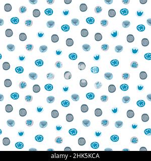 Circles seamless pattern on white background. Hand drawn doodle style vector. Stock Vector