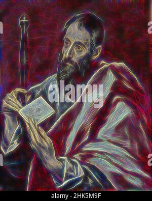 Inspired by St. Paul, El Greco (Domenikos Theotokopoulos), Greek (active Italy and Spain), 1541–1614, 1598–1600, Oil on canvas, Made in Valencia, Spain, Europe, Paintings, 27 1/2 x 22 in. (69.9 x 55.9 cm, Reimagined by Artotop. Classic art reinvented with a modern twist. Design of warm cheerful glowing of brightness and light ray radiance. Photography inspired by surrealism and futurism, embracing dynamic energy of modern technology, movement, speed and revolutionize culture Stock Photo