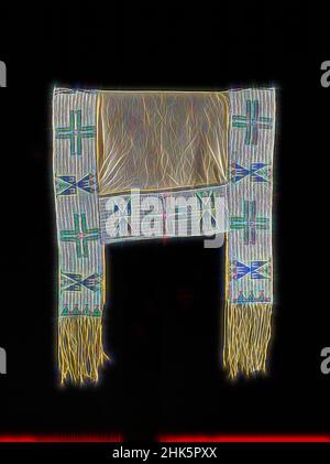 Inspired by Saddle Blanket, Lakota (Sioux), c.1890, Canvas, tanned hide, glass beads, and metal bells, Made in United States, North and Central America, Jewelry & personal accessories, tools & equipment, 25 x 66 in. (63.5 x 165.1 cm, Reimagined by Artotop. Classic art reinvented with a modern twist. Design of warm cheerful glowing of brightness and light ray radiance. Photography inspired by surrealism and futurism, embracing dynamic energy of modern technology, movement, speed and revolutionize culture Stock Photo