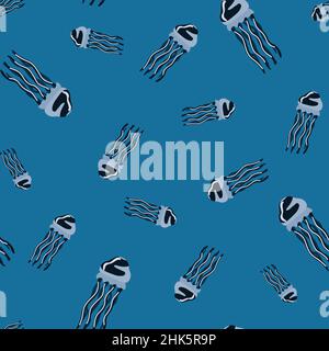 Seamless pattern jellyfish on bright white background. Simple ornament ...