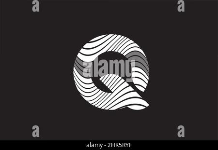 black and white lines Q alphabet letter logo icon design. Creative template for business Stock Vector