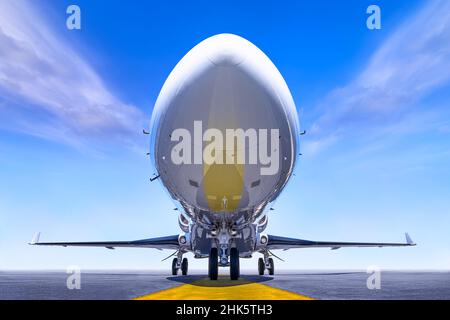 modern airliner on a runway ready for take off Stock Photo