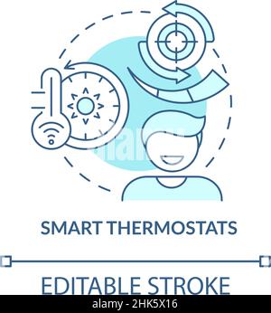 Smart thermostats turquoise concept icon Stock Vector