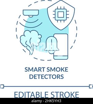 Smart smoke detectors turquoise concept icon Stock Vector