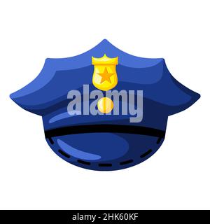 Blue hat police isolated on white background. Police officer uniform. Vector illustration design. Stock Vector