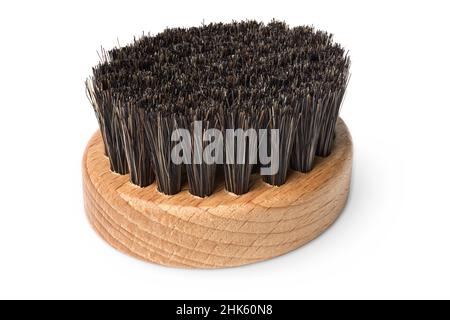 Isolated objects: clothes brush with wooden handle, cleaning or care tool, on white background