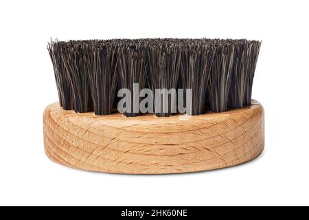 Isolated objects: clothes brush with wooden handle, cleaning or care tool, on white background Stock Photo