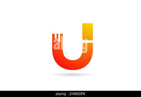 U orange gradient alphabet letter logo icon design. Creative template for business Stock Vector