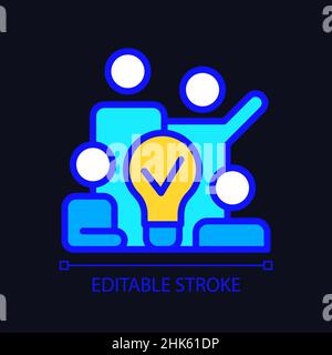 Team brainstorming pixel perfect RGB color icon for dark theme Stock Vector