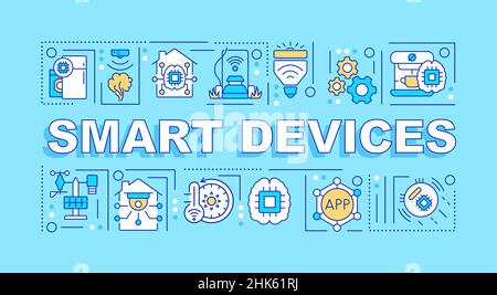 Smart devices word concepts turquoise banner Stock Vector