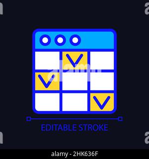 Task management software pixel perfect RGB color icon for dark theme Stock Vector