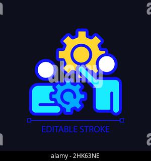 Coordination pixel perfect RGB color icon for dark theme Stock Vector