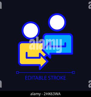 Mutual feedback pixel perfect RGB color icon for dark theme Stock Vector