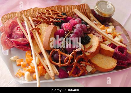 Charcuterie and cheese board Stock Photo