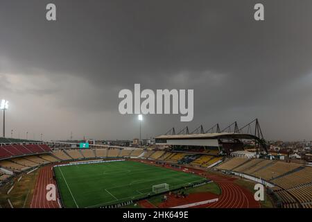 CAMEROON, Yaounde, 02 February 2022 - A general view of the stadium during the Africa Cup of Nations play offs semi final match between Burkina Faso and Senegal at Stade Ahmadou Ahidjo, Cameroon, 02/02/2022/ Photo by Soccer Images Stock Photo