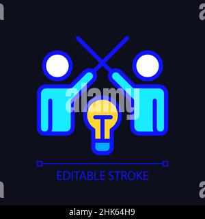 Conflict management pixel perfect RGB color icon for dark theme Stock Vector