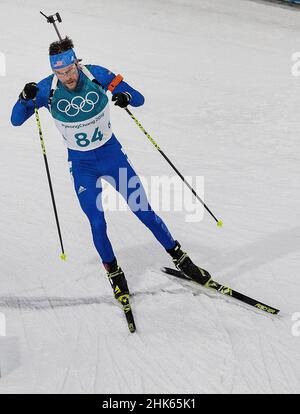 Pyeongchang, Kor. 15th Feb, 2018. Leif Nordgren finished in 66th place in the Men's 20km Individual at Alpensia Biathlon Centre on Thursday, Feb. 15, 2018, at the Winter Olympics in Pyeongchang, South Korea. (Photo by Carlos Gonzalez/Minneapolis Star Tribune/TNS/Sipa USA) Credit: Sipa USA/Alamy Live News Stock Photo