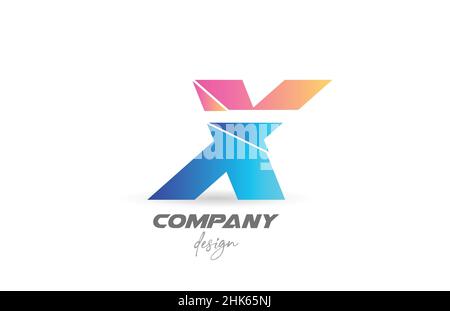 Colorful X alphabet letter logo icon with sliced design and blue pink colors. Creative template for company and business Stock Vector