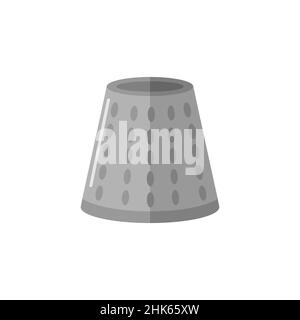 Thimble isolated on white background. Sewing element gray color sew, trick, protection. Vector illustration design. Stock Vector