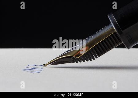A text written with a fountain pen is given far more weight than any other common form of writing by the attention. Stock Photo