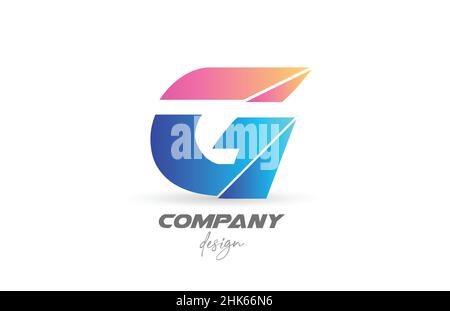 Colorful G alphabet letter logo icon with sliced design and blue pink colors. Creative template for company and business Stock Vector