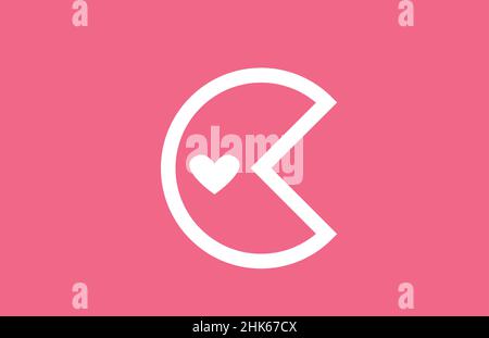 C love heart alphabet letter logo icon with pink color and line. Creative design for a dating site business or company Stock Vector
