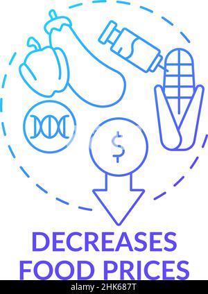 Decreases food prices blue gradient concept icon Stock Vector