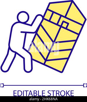 Pushing heavy furniture RGB color icon Stock Vector