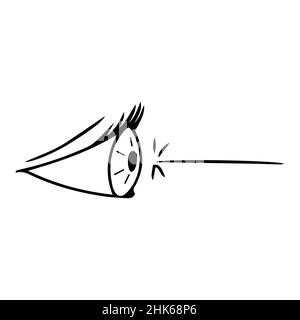 Eye laser isolated on white background. Medical logo design for any purposes in doodle style. Outline optical element. Vector illustration. Stock Vector