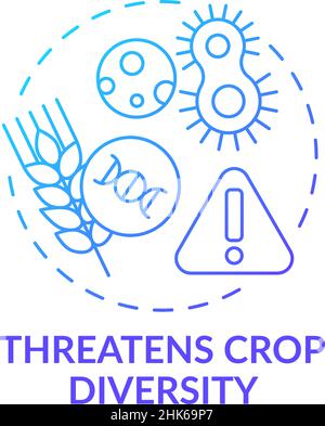 Threatens crop diversity blue gradient concept icon Stock Vector